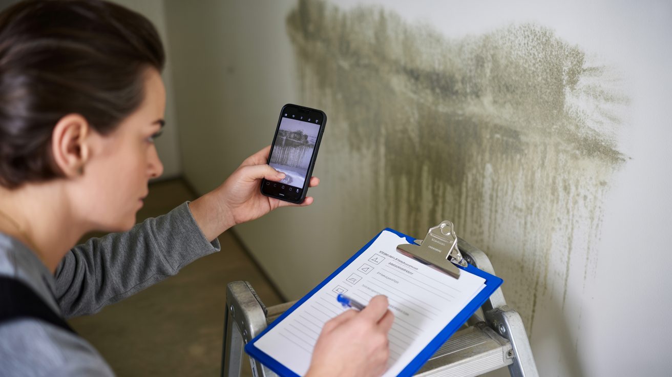Restoration professional photographing damage to document an insurance claim in Colorado Springs
